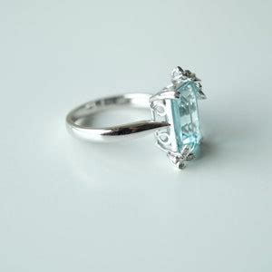 Carat Aquamarine Engagement Ring Blue Stone Ring White Gold Etsy