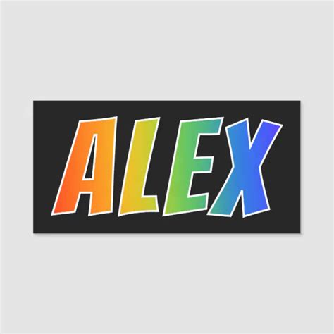 First Name Alex Fun Rainbow Coloring Name Tag Zazzle