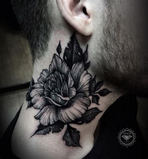 60 Awesome Neck Tattoos Cuded Flower Neck Tattoo Rose Neck Tattoo