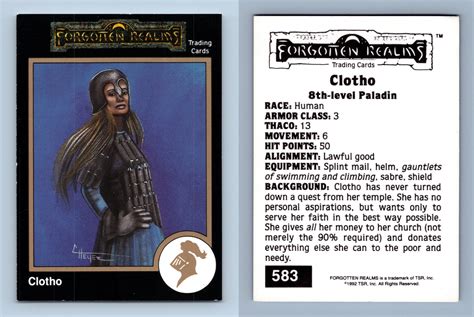 Clotho Advanced Dungeons Dragons Tsr Trading Card