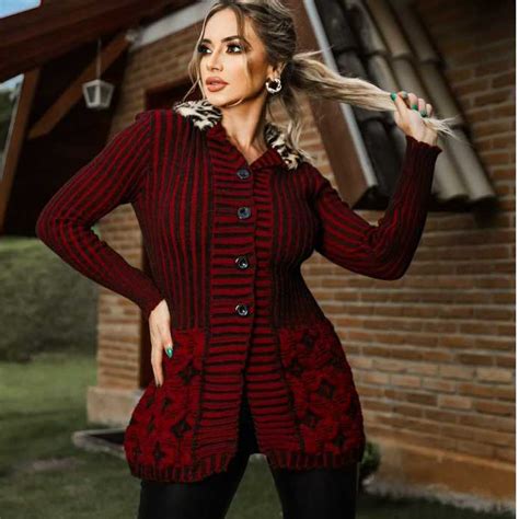 Blusa de Frio Feminina Casaco De Tricot Gola de Pelúcia Kimono em