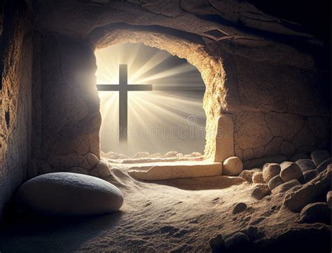 Empty Tomb At Sunrise Easter Concept Created With Generative Ai