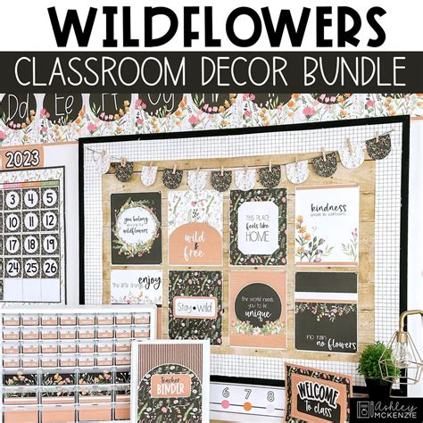 Wildflowers Themed Classroom Decor Bundle Editable Classroom Decor