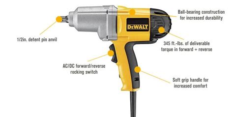 DEWALT Heavy Duty Electric Corded Impact Wrench With Detent Pin 1 2in