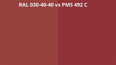 Ral 030 40 40 Vs Pms 492 C Ral Colour Chart Uk