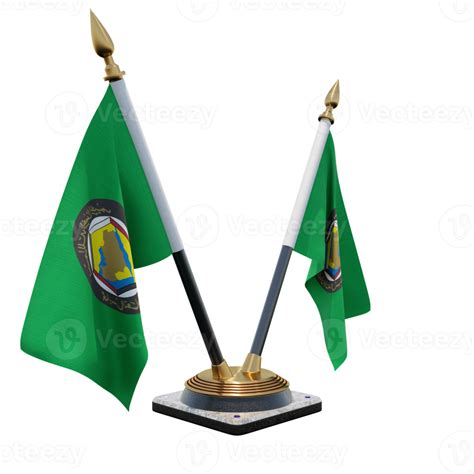 Free Gulf Cooperation Council 3d Illustration Double V Desk Flag Stand