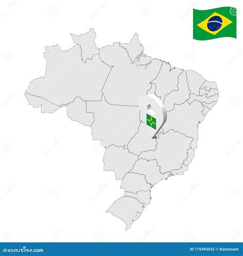 Location of Federal District on Map Brazil. 3d Federal District Location Sign. Flag of Ceara ...