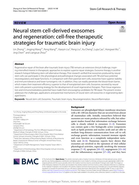 Pdf Neural Stem Cell Derived Exosomes And Regeneration Cell Free