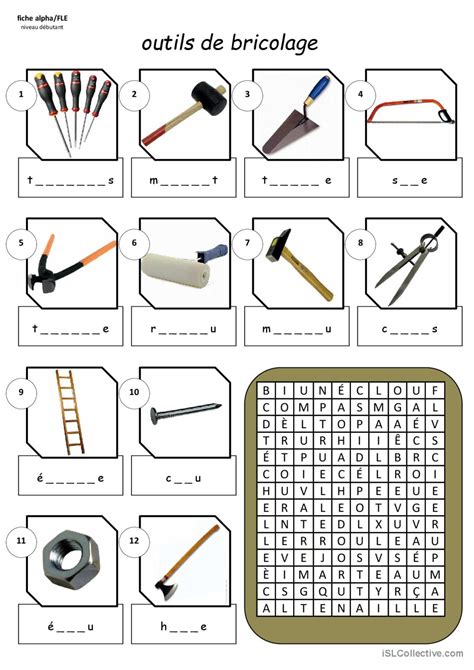 Outils de bricolage Français FLE fiches pedagogiques pdf doc