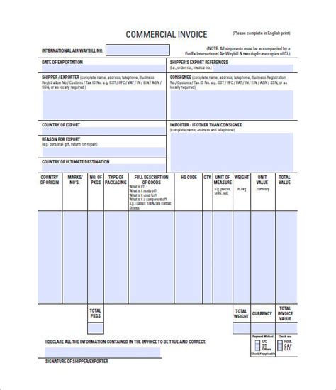 International Shipping Invoice Template Atlanticcityaquarium