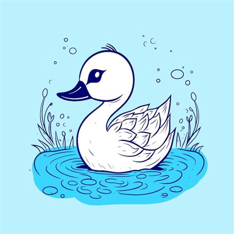 A cartoon drawing of a duck in a pond. | Premium AI-generated vector