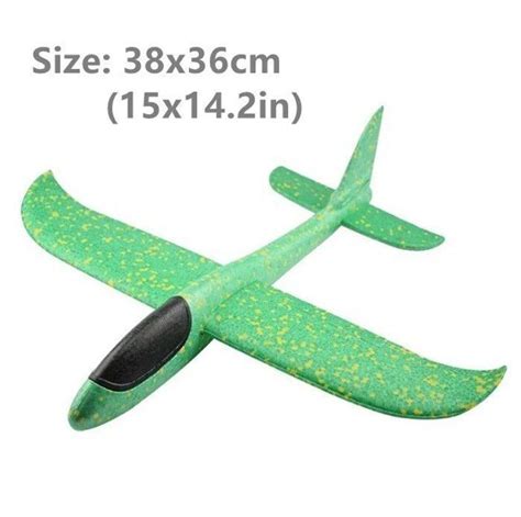 38 Cm Vert Sans LED Grand Avion En Mousse Planeur Volant Jouet Avec