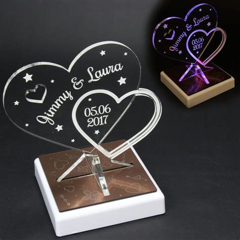 Troph E Coeur Personnalis Sur Socle Led Cadeau Mariage St Valentin