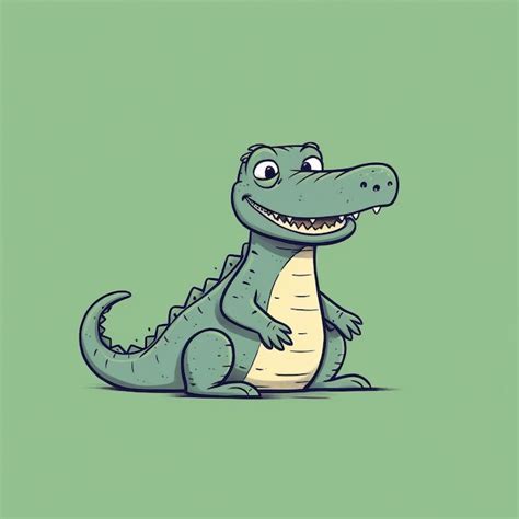 Premium Ai Image Minimalistic Crocodile Cartoon Doodle