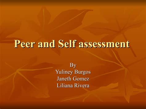 Peer And Self Assessment Ppt