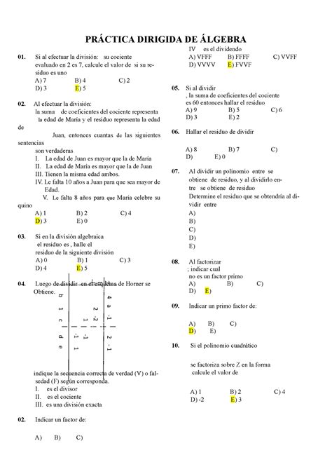 20210506100617 Repaso II PRÁCTICA DIRIGIDA DE ÁLGEBRA Si al efectuar