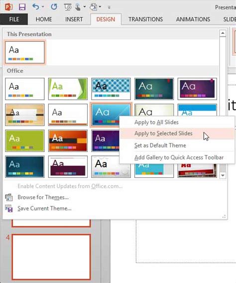 Applying Themes In Powerpoint Word And Excel 2013 Windows