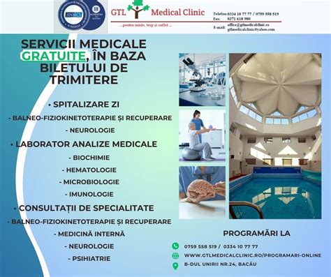 Pachetul de servicii medicale oferite de către GTL Medical Clinic