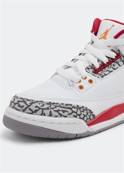 Nike Air Jordan 3 Retro Cardinal Red Sneakers For Boy White In Uae