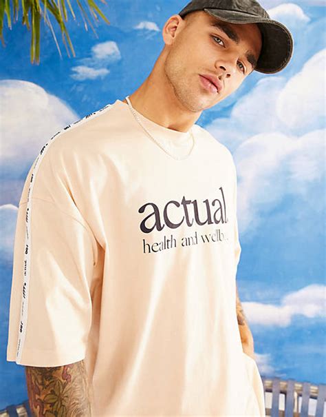 Asos Actual Co Ord Oversized T Shirt With Taping Detail And Logo Print