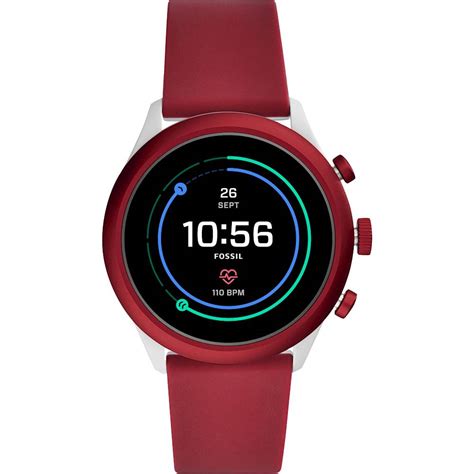 Best Buy: Fossil Sport Smartwatch 43mm Aluminum Dark Red with Maroon ...