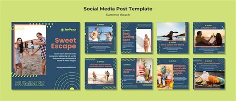 Free PSD Summer Beach Social Media Posts Template