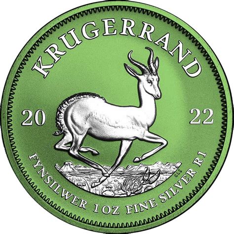 KRUGERRAND Space Green 1 Oz Silver Coin 1 Rand South Africa 2022 BU