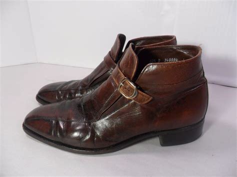 Vintage Mens Florsheim Imperial Buckle Ankle Beatle Boots Brown