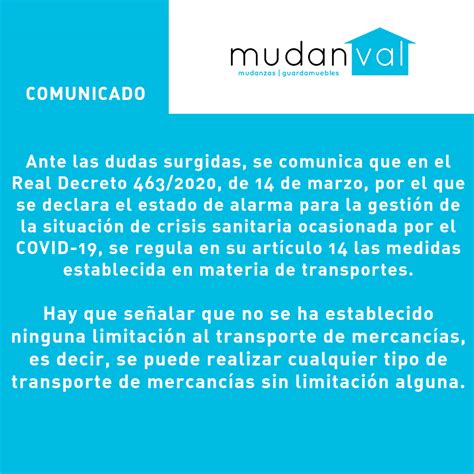 Comunicado COVID 19 Mudanzas Mudanval Empresa De Mudanzas En Valencia