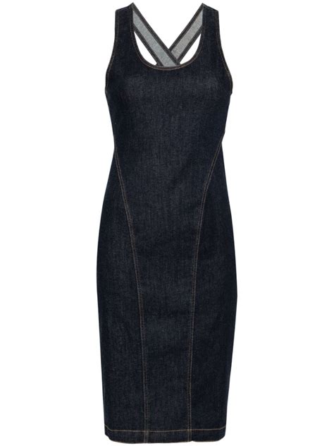 Alaïa Scoop Neck Denim Midi Dress Farfetch