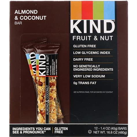 Kind Bars Fruit And Nut Bar Almond And Coconut 12 Bars 14 Oz 40 G