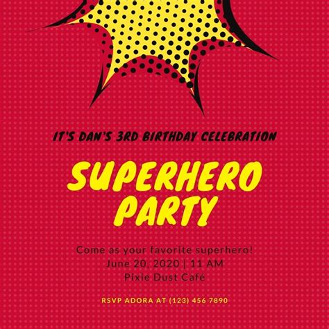 Page 2 Free And Customizable Superhero Invitation Templates Canva