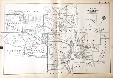 Upper Merion Township Map, Original 1926 Main Line Atlas, Gulph Mills ...