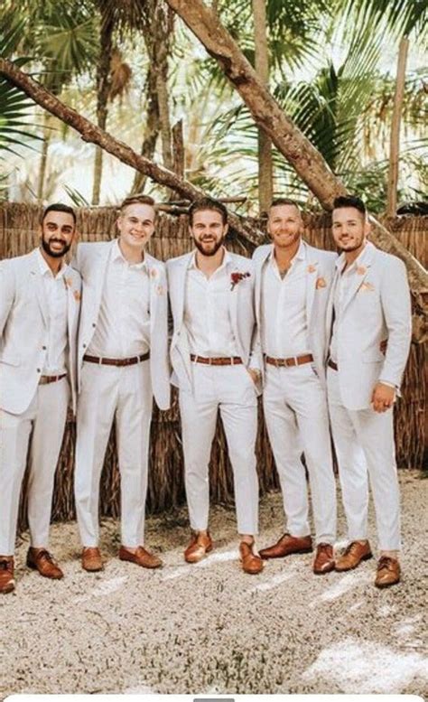 Men Beige Linen Suit 2 Piece Linen Suit Beach Wedding Suit Groom Suit