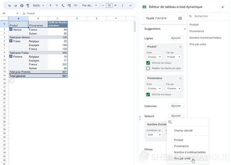 Cours Google Sheets Tableau Crois Dynamique