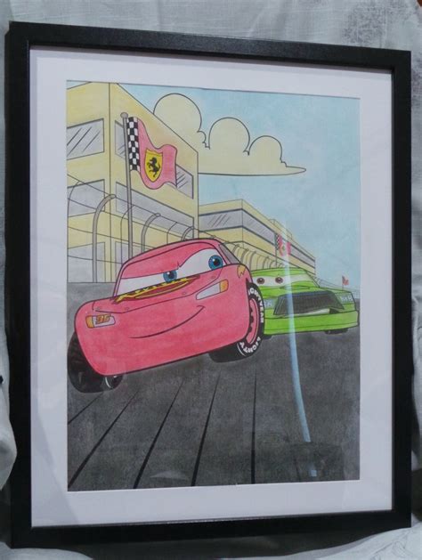 Lightning McQueen and Chick Hicks Cars Movie Hand Coloured | Etsy