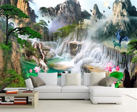 3d Wall Murals 3d Wallpaper For Living Room Bedroom Tv Sofa Background Wall Waterfall Forest