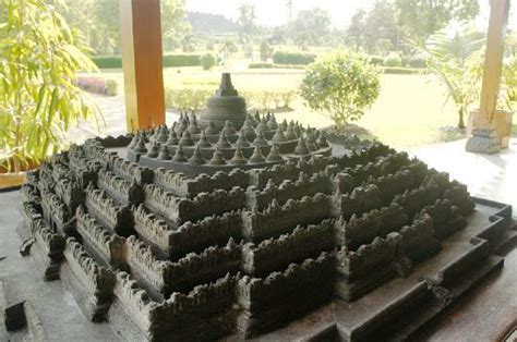 Model of Borobudur at the restaurant, with views of the temple in the ...