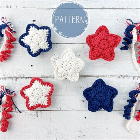 Crochet Pattern Stars And Stripes Patriotic Crochet Garland Etsy