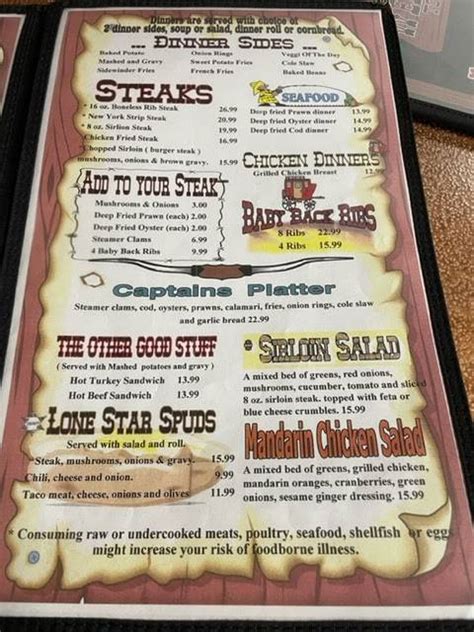 Menu At The Lonestar Pub Bar Concrete