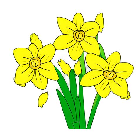 Beautiful Retro Wales National Flower Daffodil Bouquet · Creative Fabrica