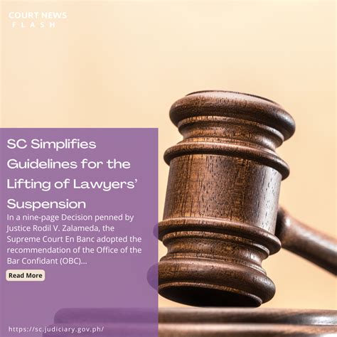 Sc Simplifies Guidelines For The Lifting Of Lawyers Suspension