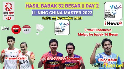 Hasil Babak Besar China Master Tadi Malam Day Wakil