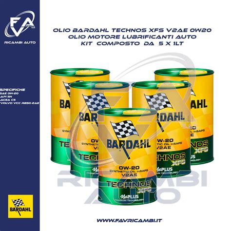 OLIO BARDAHL TECHNOS XFS V2AE 0W20 Olio Motore Lubrificanti Auto 1 LT