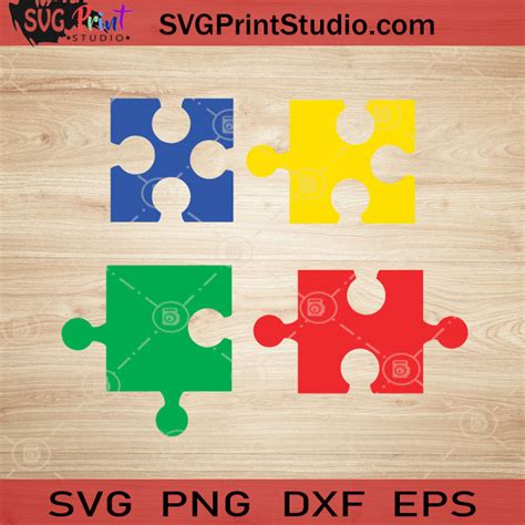 Autism Puzzle Colorful Svg Autism Svg Puzzle Svg Eps Dxf Png Cricut