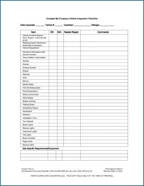 Truck Maintenance Checklist Template Dremelmicro