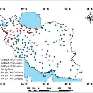 The Hot Spot Analysis Getis Ord Gi In The Daily Rainfall Data