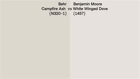 Behr Campfire Ash N Vs Benjamin Moore White Winged Dove