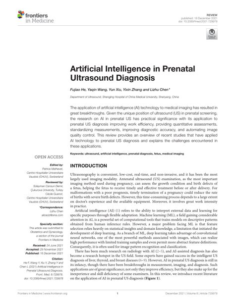 Pdf Artificial Intelligence In Prenatal Ultrasound Diagnosis