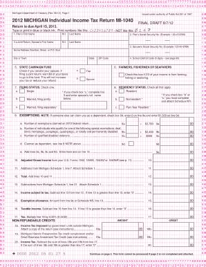 Fillable Online Michigan Individual Income Tax Return Mi